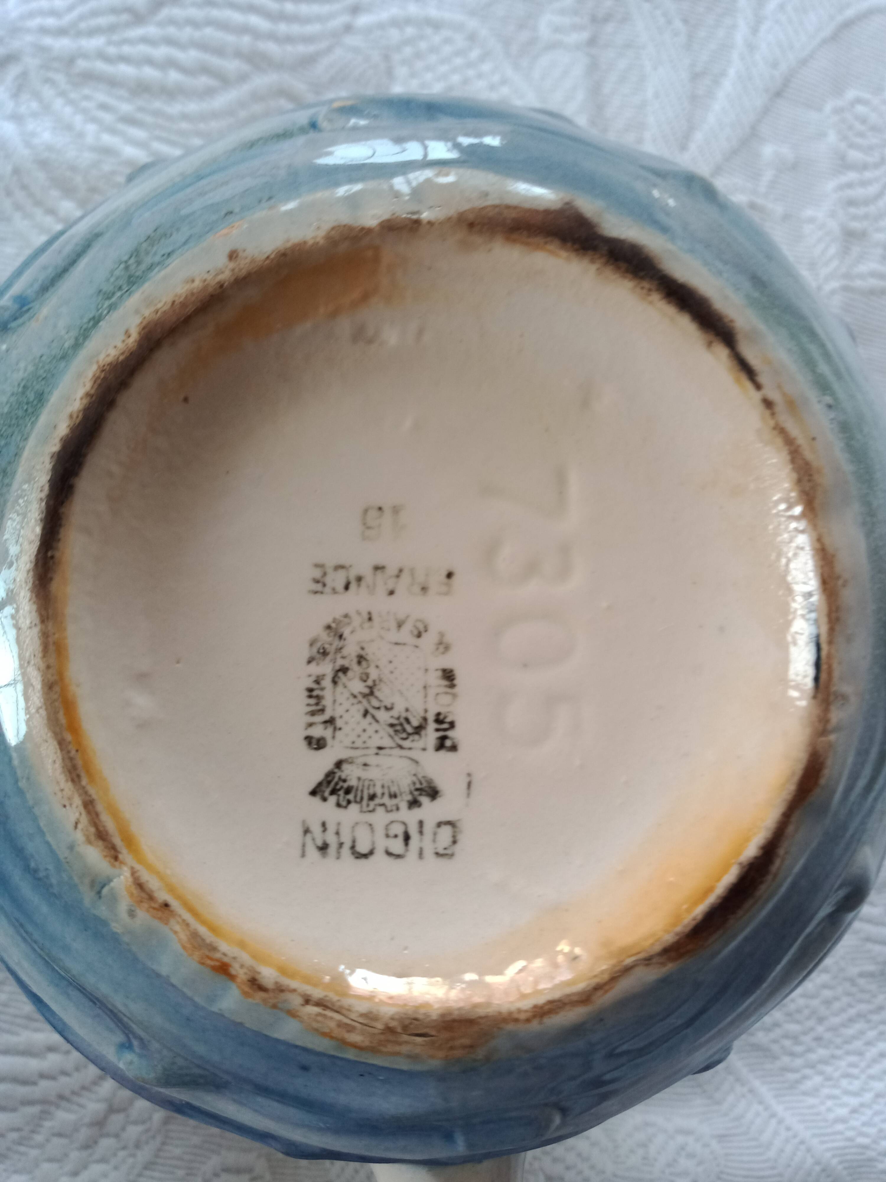 Pitcher jug - Digoin Sarreguemines - Sailboat on the waves and seagull