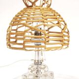 Crystal base lamp and rattan lampshade