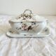 Antique Haviland Limoges porcelain sauce boat with lid, bird decor