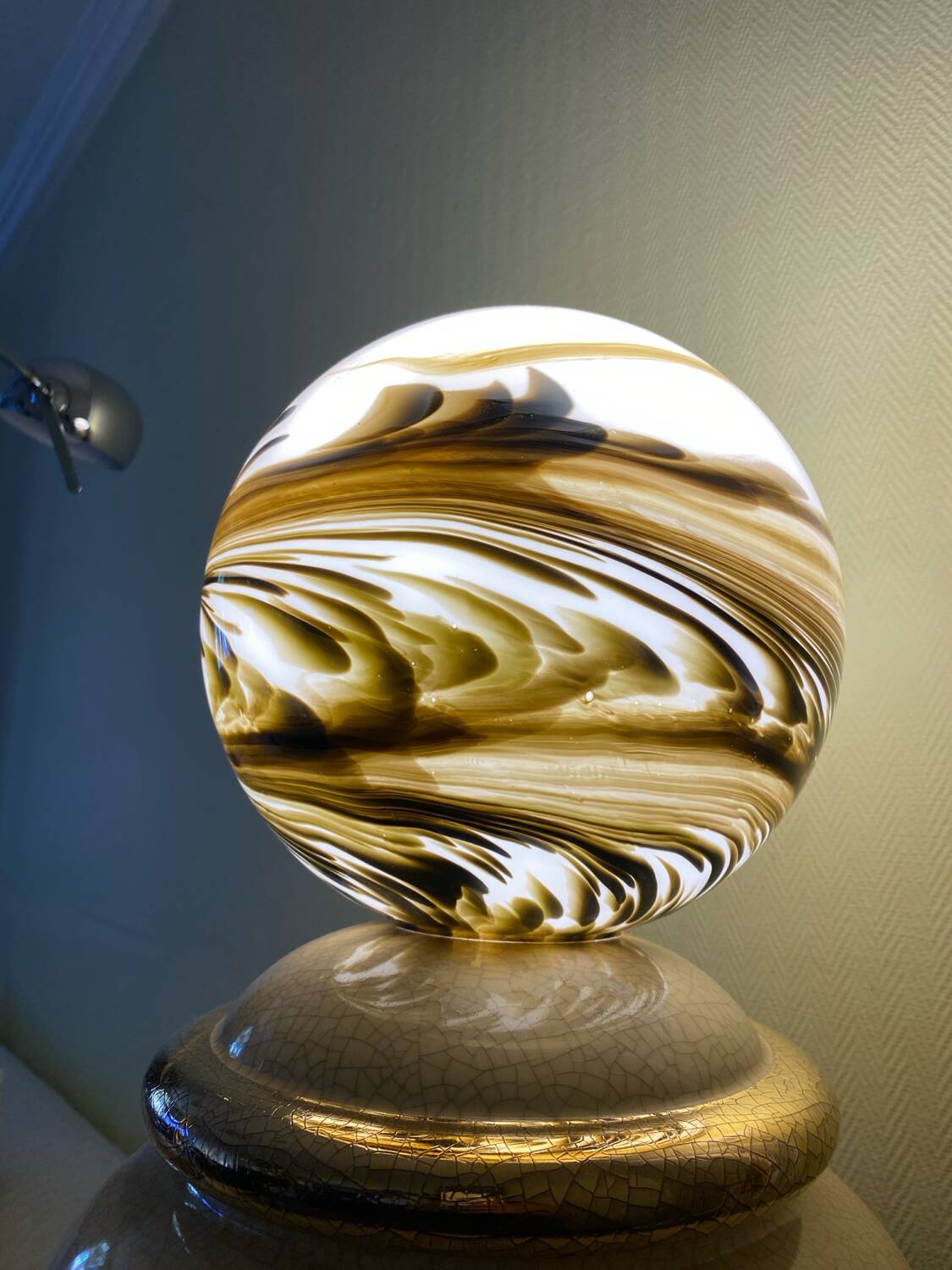 Marbled blown glass globe lampshade