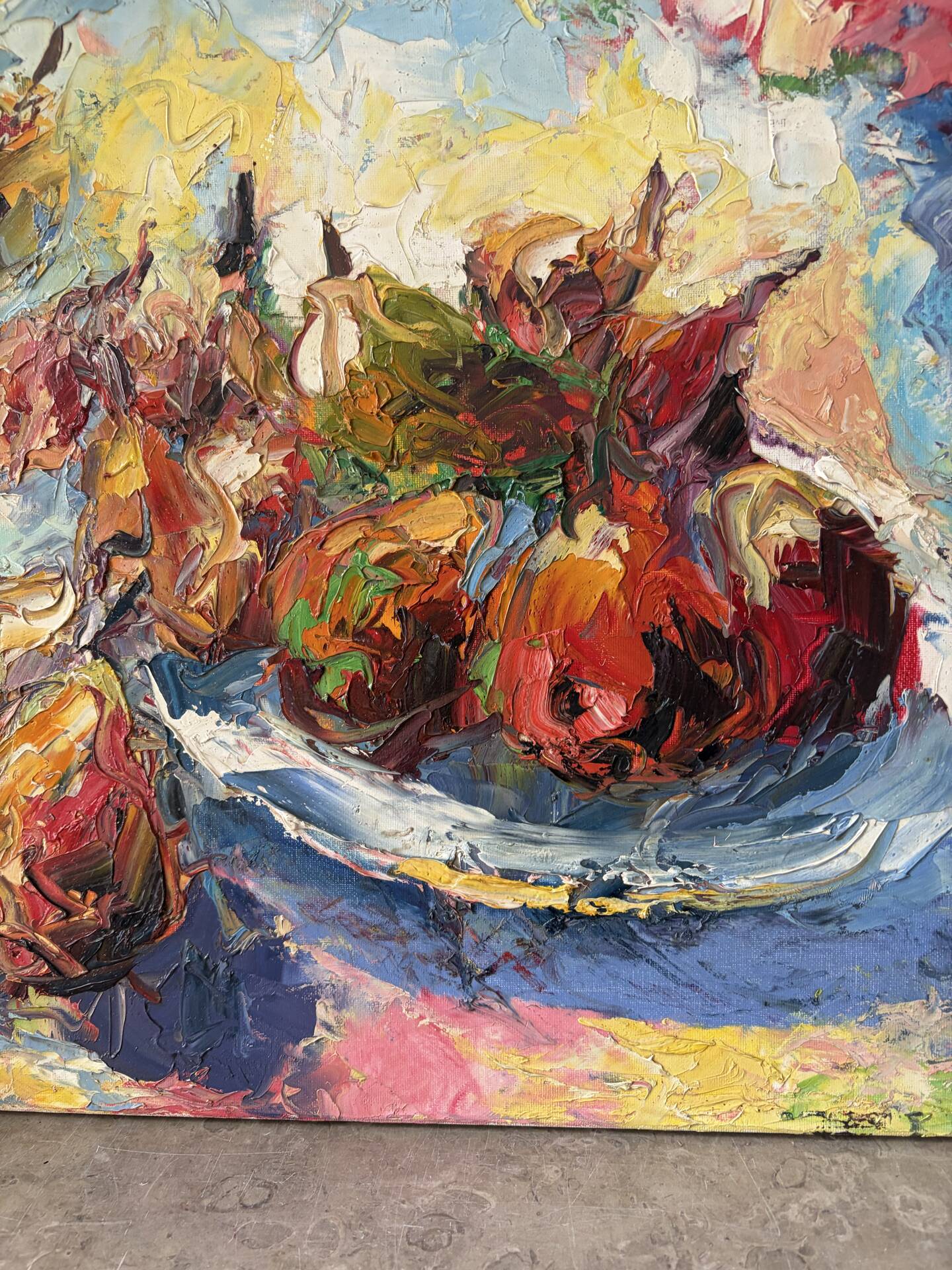 Still life with pears, oil on canvas signed