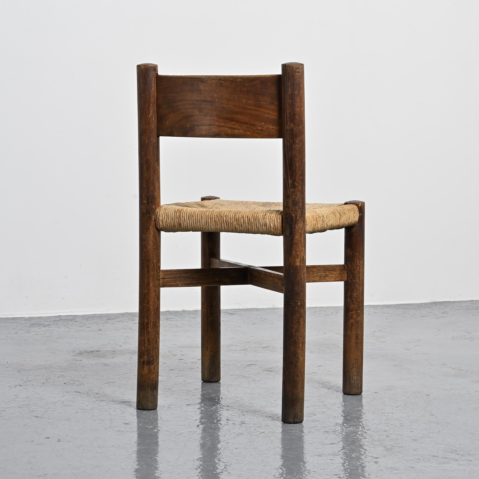Pair of Méribel chairs by Charlotte Perriand, vintage edition BCB, circa 1950.