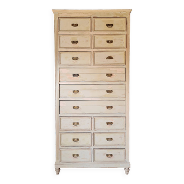 Trade furniture, haberdashery - high patinated chest of drawers