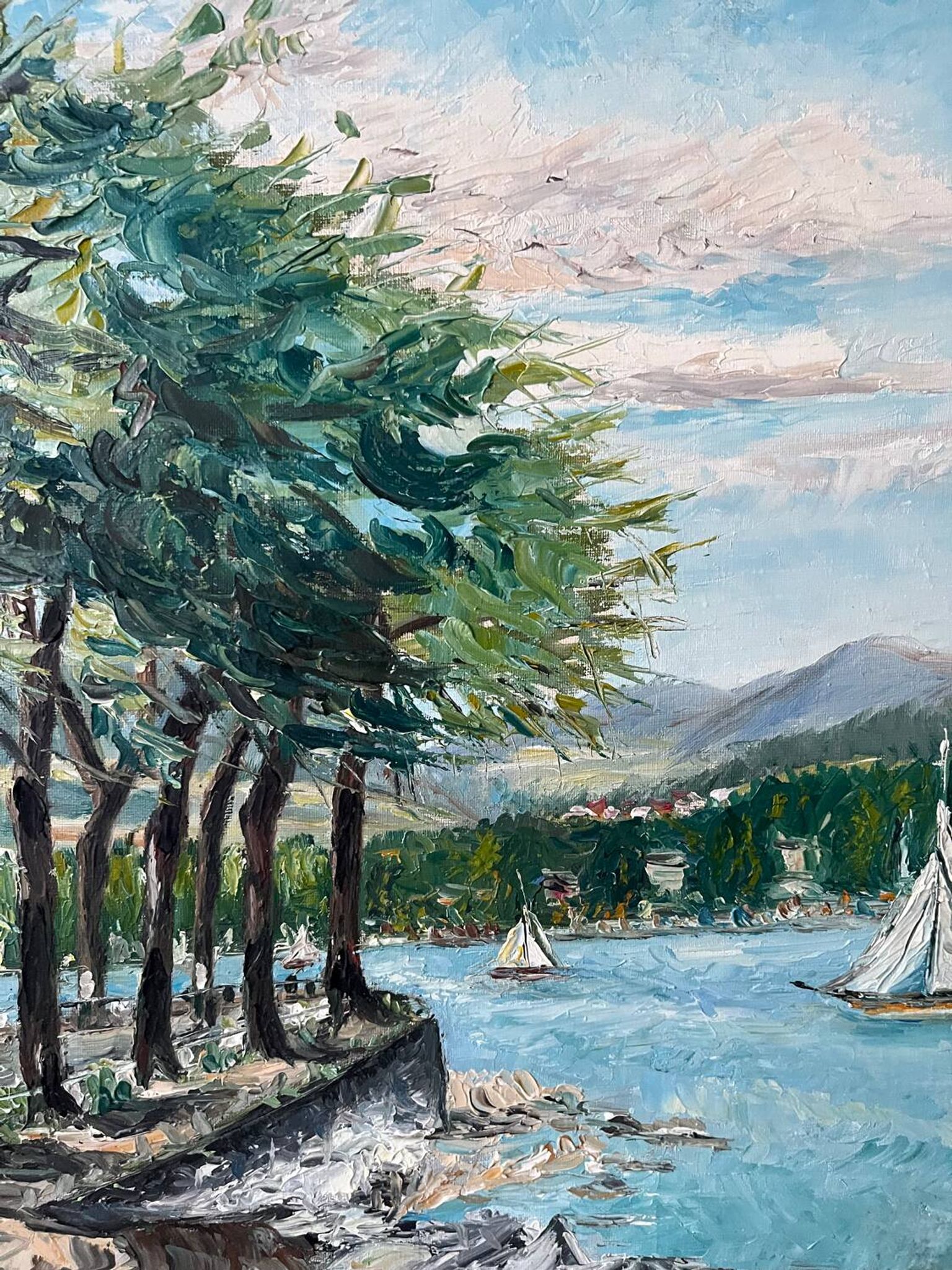 Sailboats on the lake, knife technique