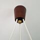Scandinavian chandelier in teak and white opaline, 1960s