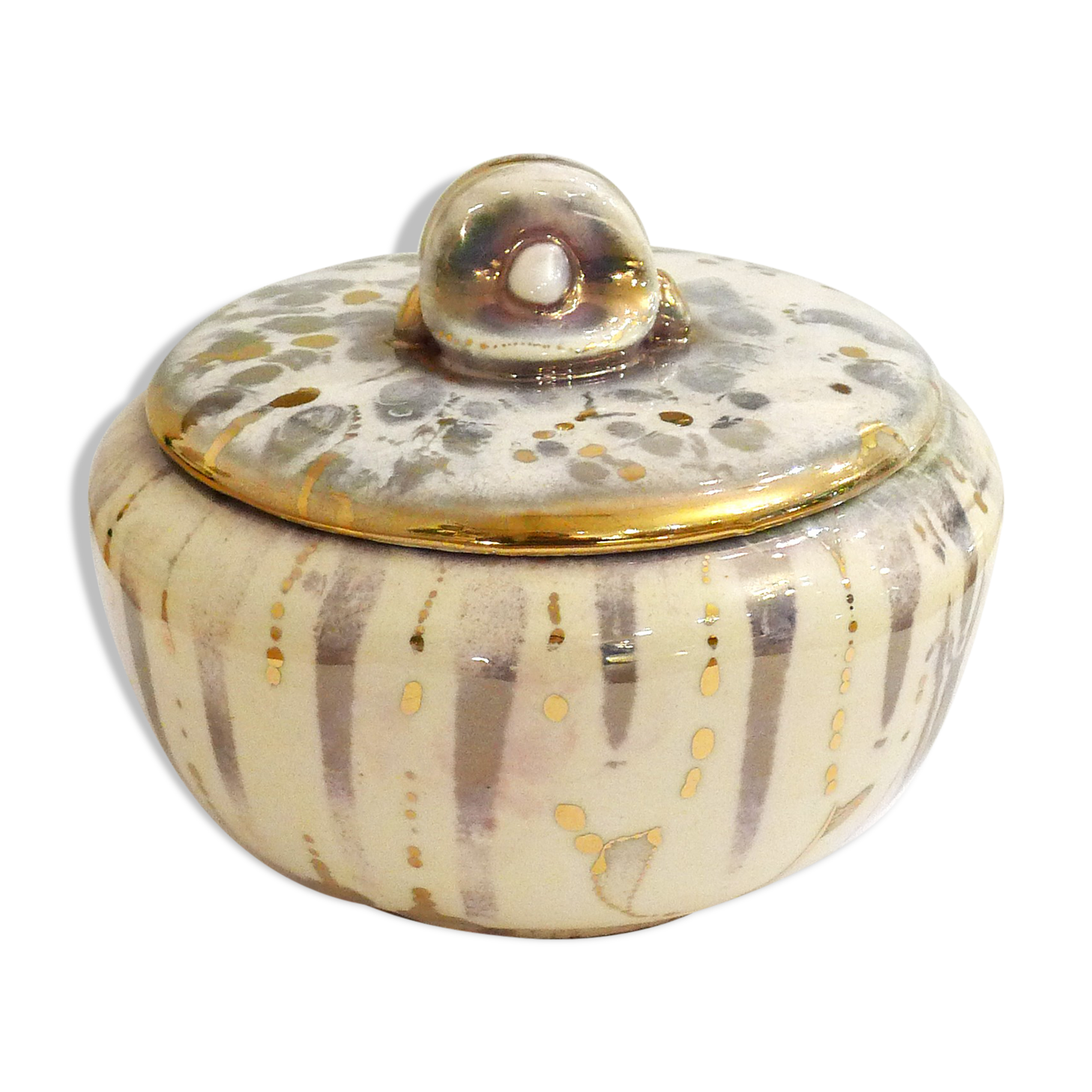 Gold & silver specid earthenware jewellery box