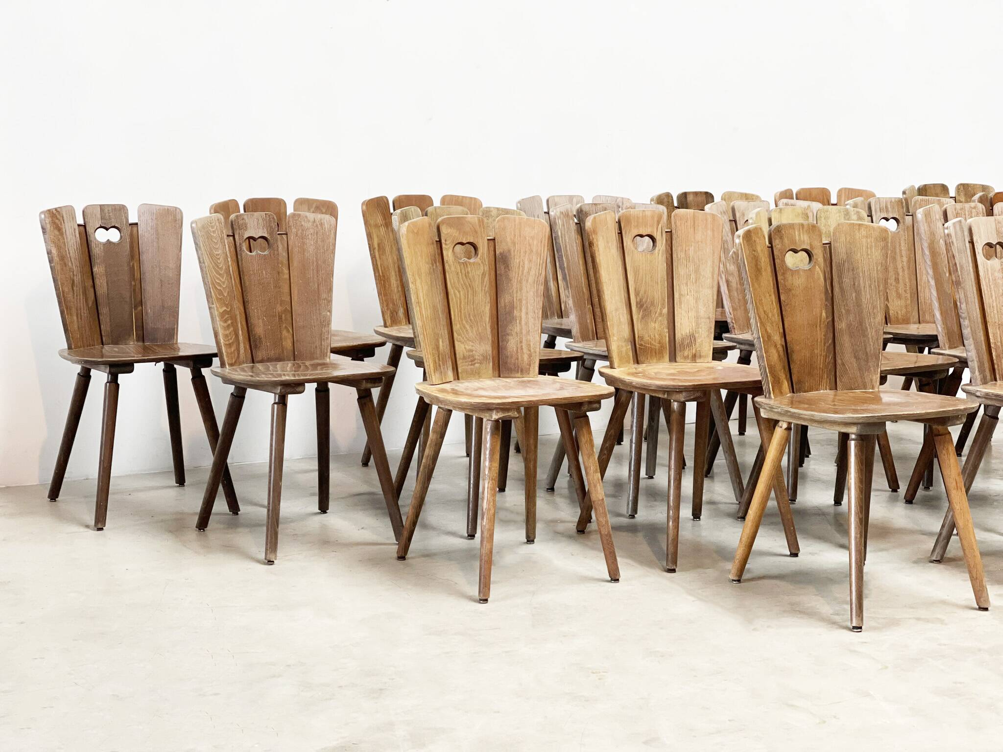 Xl lot of brutalist dining chairs