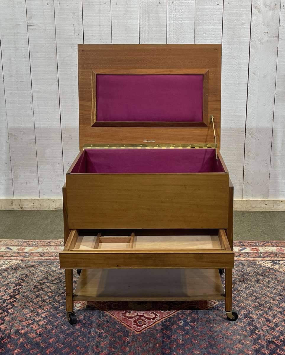 English mahogany sewing cabinet from the 1970s
