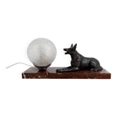 Lampe Veilleuse sculpturale Art Déco – Berger allemand, circa 1930