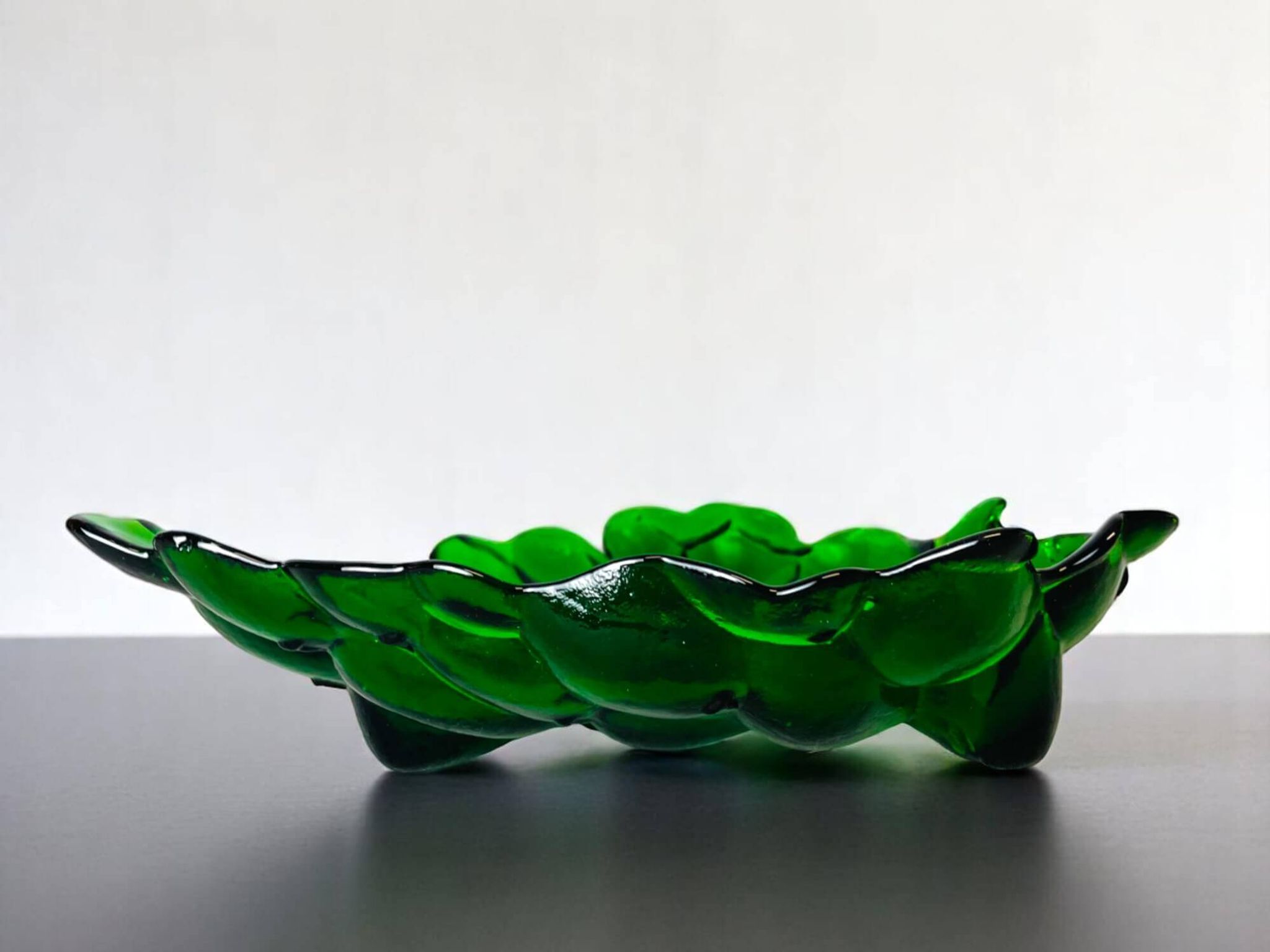Green depression glass grape shaped vase