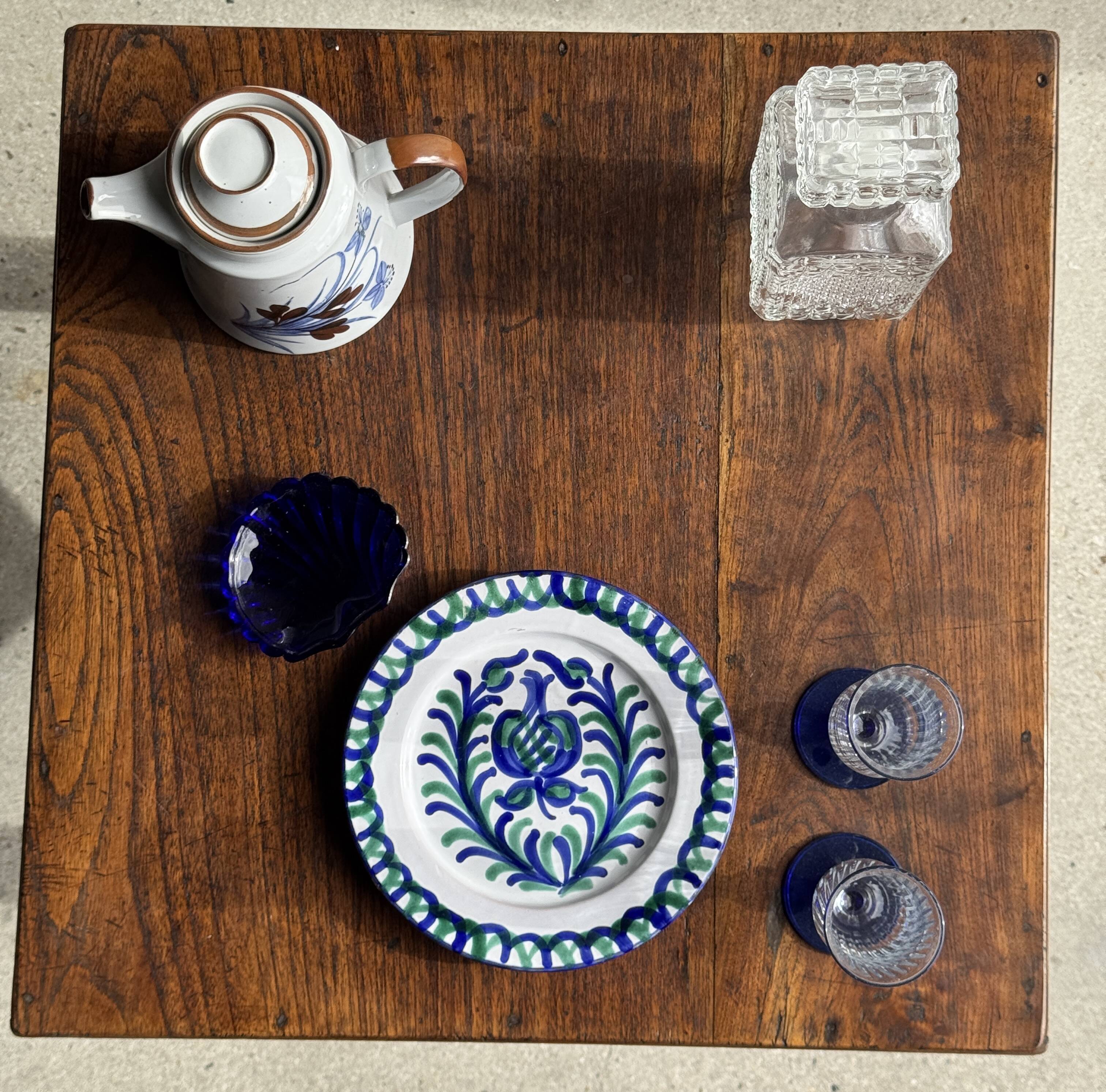 Coupelle coquille en verre bleu D10