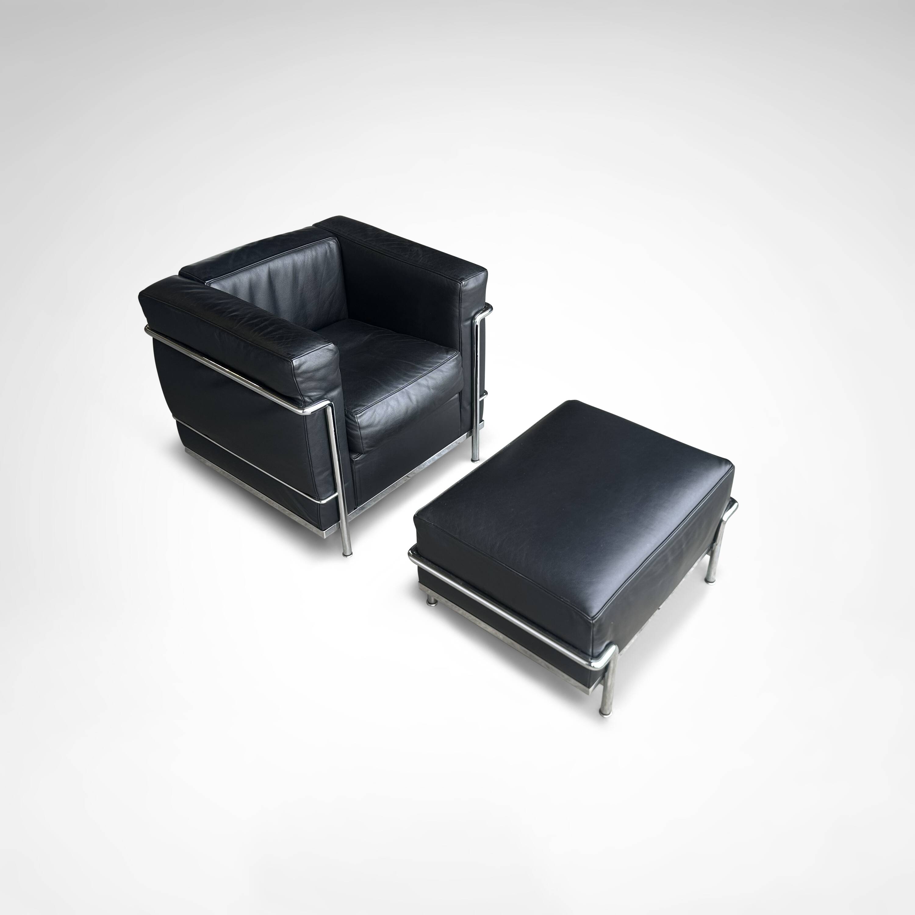 LC2 armchair and ottoman by Le Corbusier et al. for Cassina 1990s