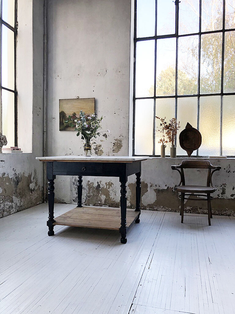 Butcher's table work central island marble