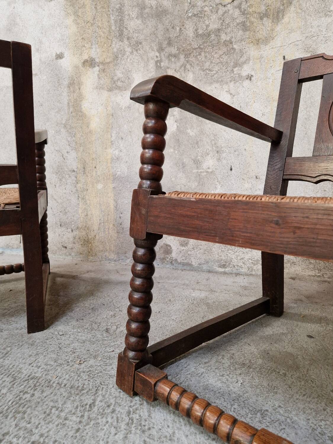 Pair of neo-Basque armchairs