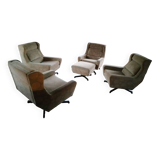 Set of 4 armchairs and pouf