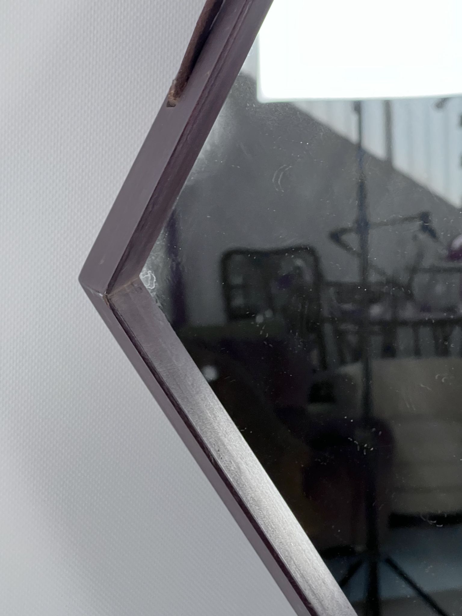 Italian Mid-Century Hexagonal wood wall mirror