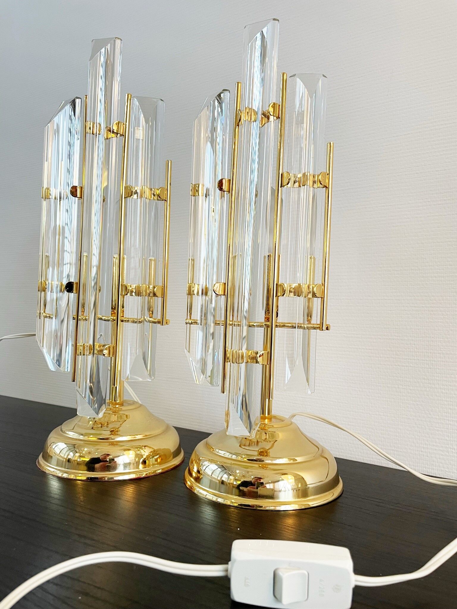 Paire de lampes de table triedri par Venini, années 1970