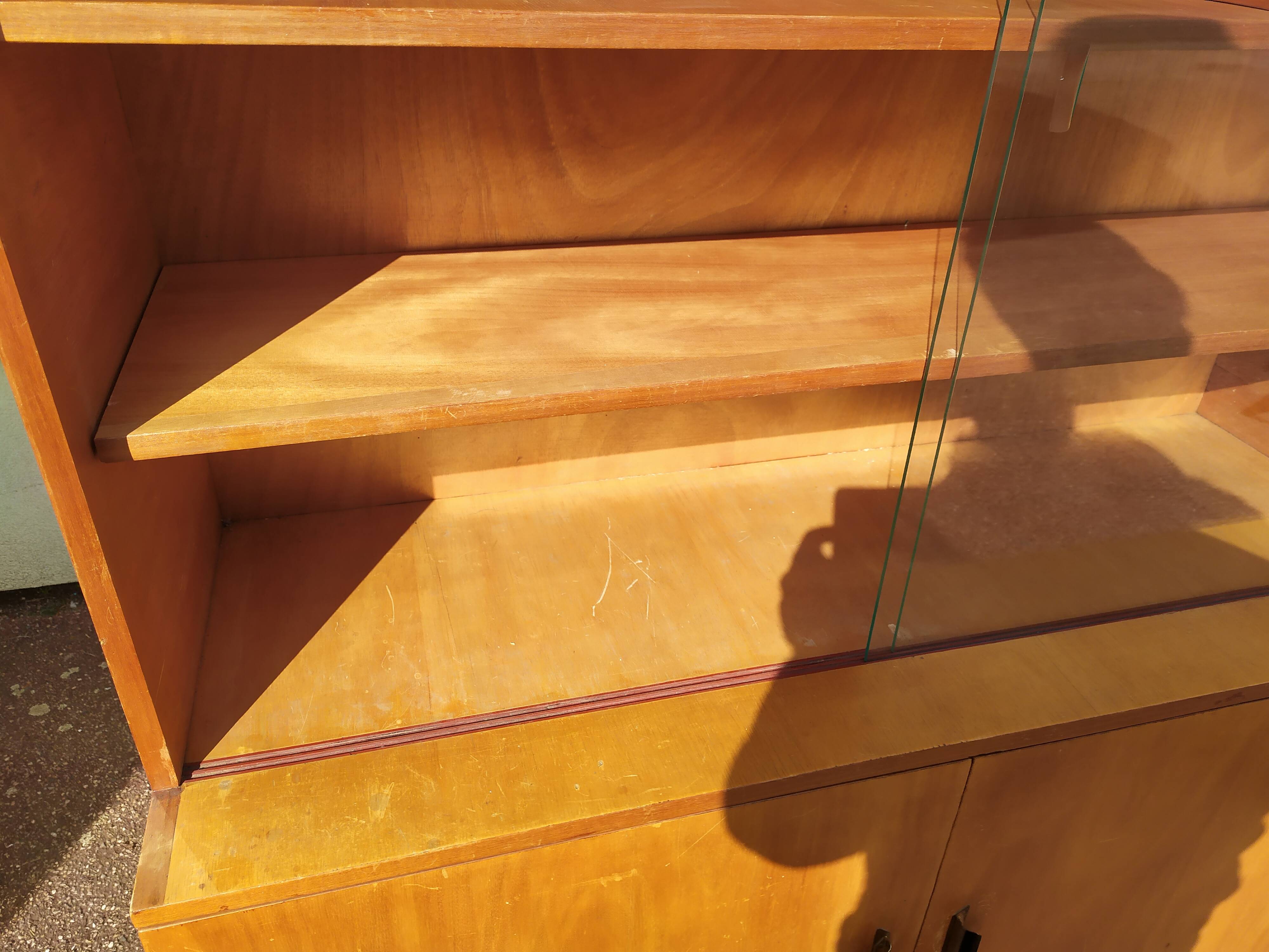 Vintage glass bookcase - Wood