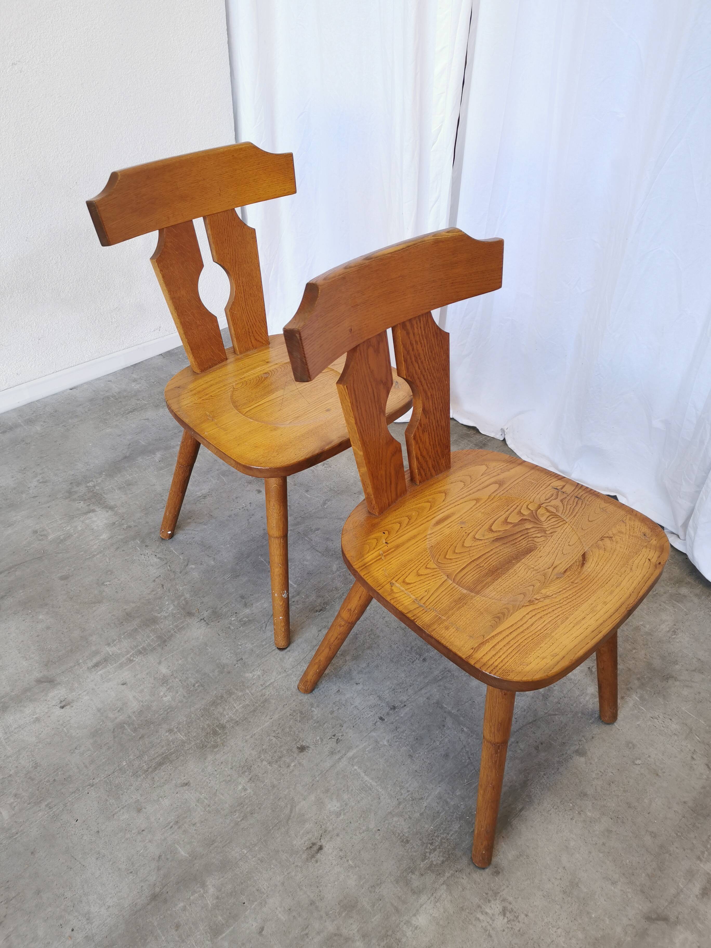 Set of 2 Vintage Wooden Tyrolean Dining Chairs by Ruko Sessel Alois Koller