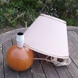 Bedside lamp foot ball blond wood, lampshade ecru