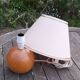 Lampe de chevet pied boule bois blond, abat jour ecru
