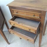 Pair of old Louis XVI style bedside tables in walnut
