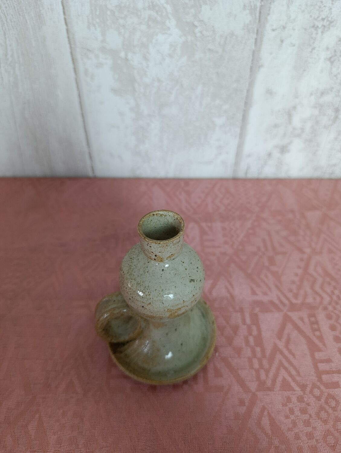 Glazed stoneware candlestick