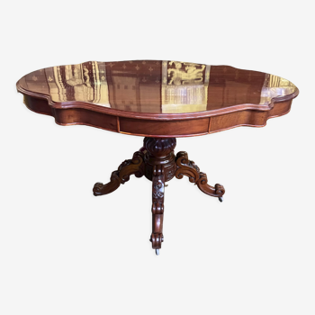Napoleon III era pedestal table in mahogany