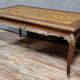 Louis XV style coffee table in marquetry and patinated bronzes circa 1950