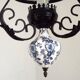 French country lantern ceiling light blue floral finial opaque glass shade 4521