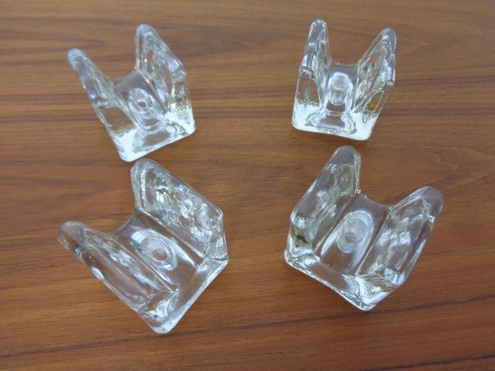 Finnish Ice Glass Candlesticks by Timo Sarpaneva for Juhava, 1970s, Set of 4