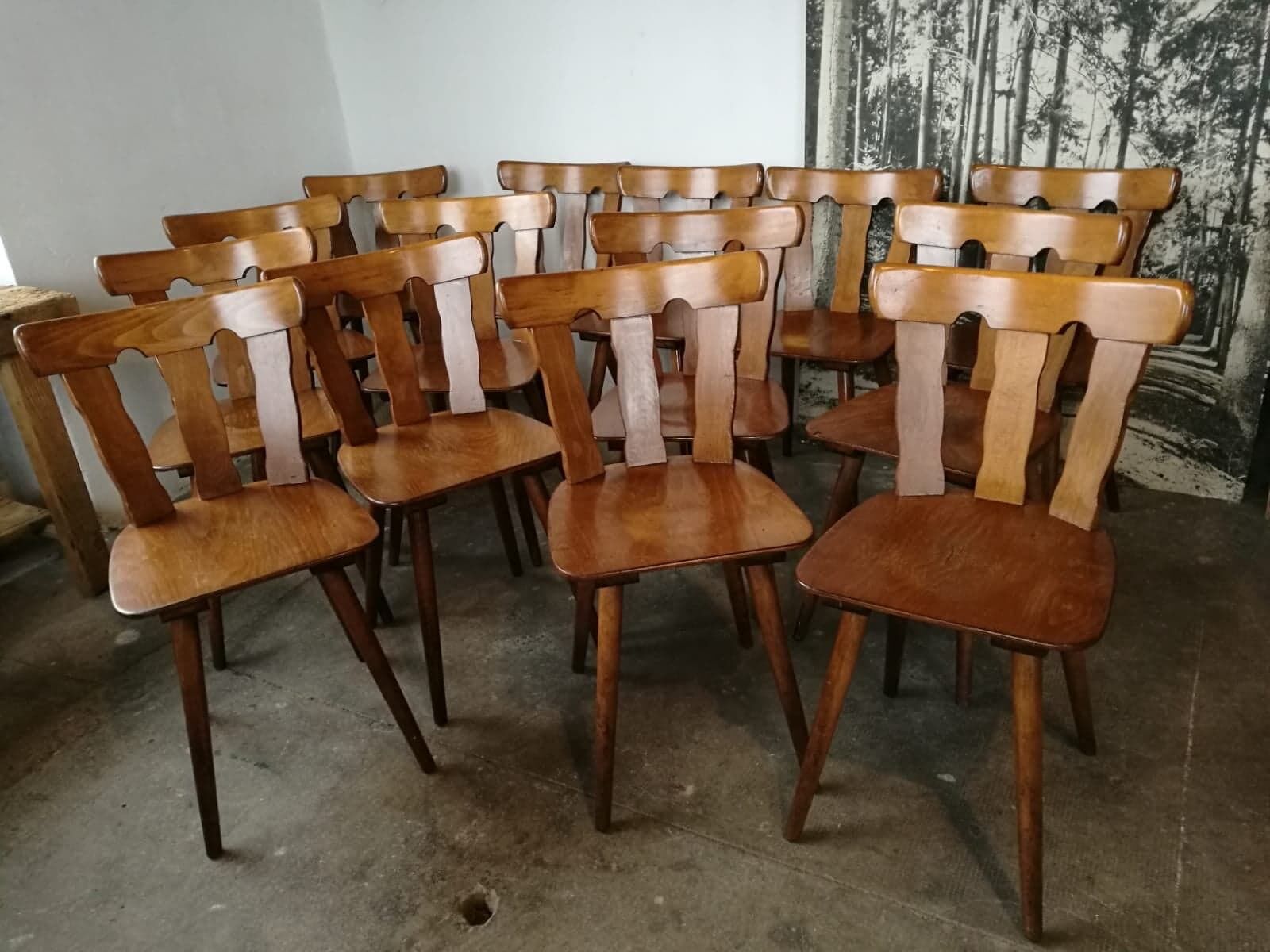 Lot of 14 vintage bistro chairs