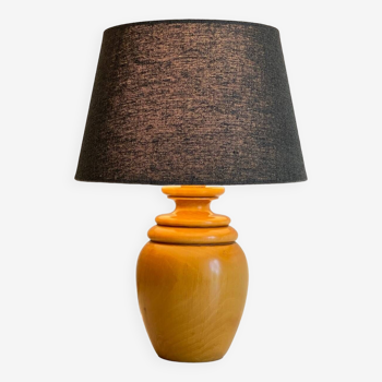 Lampe bois massif et tissu vintage