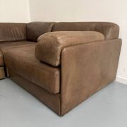 Canapé d’angle modulable DS-76 en cuir marron design De Sede année 80 