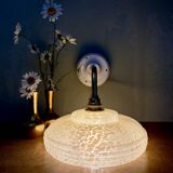 Angled wall lamp with vintage shade in yellow Clichy glass