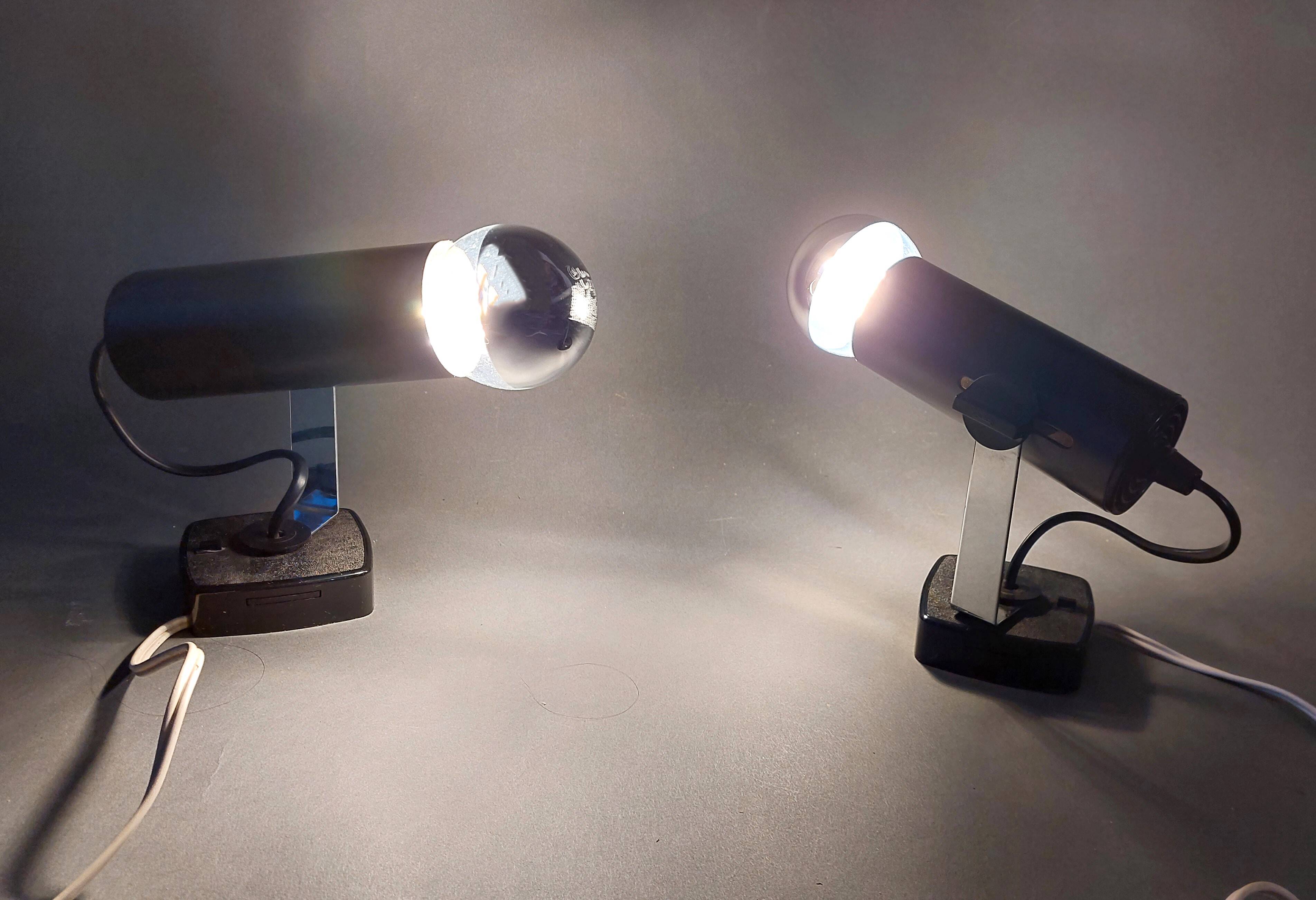 Pair of black Targetti Sankey wall lights 1970.