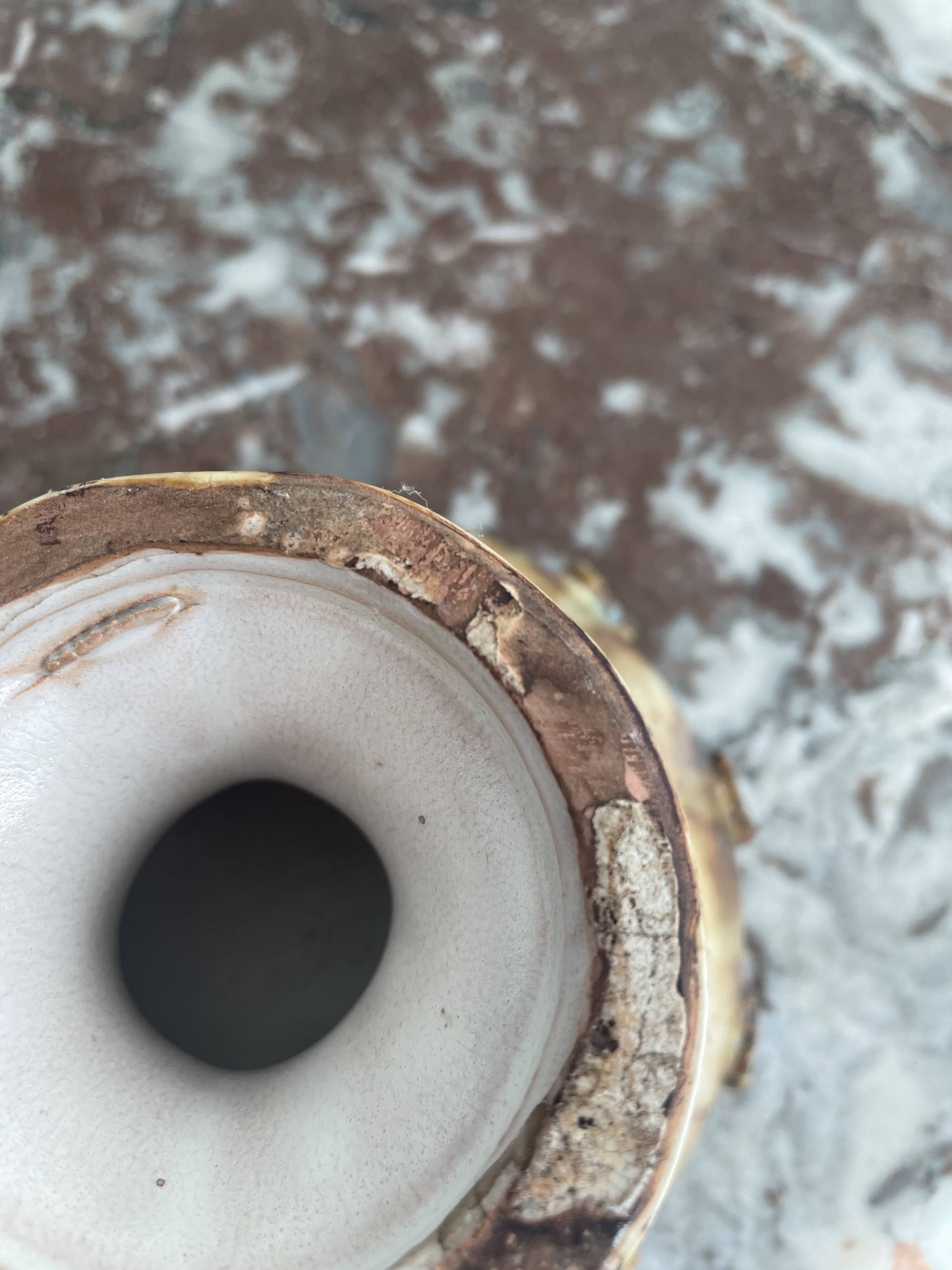 Cup, empty pocket, La Roue factory, Roland Zobel taste, enameled ceramic, Vallauris, decor