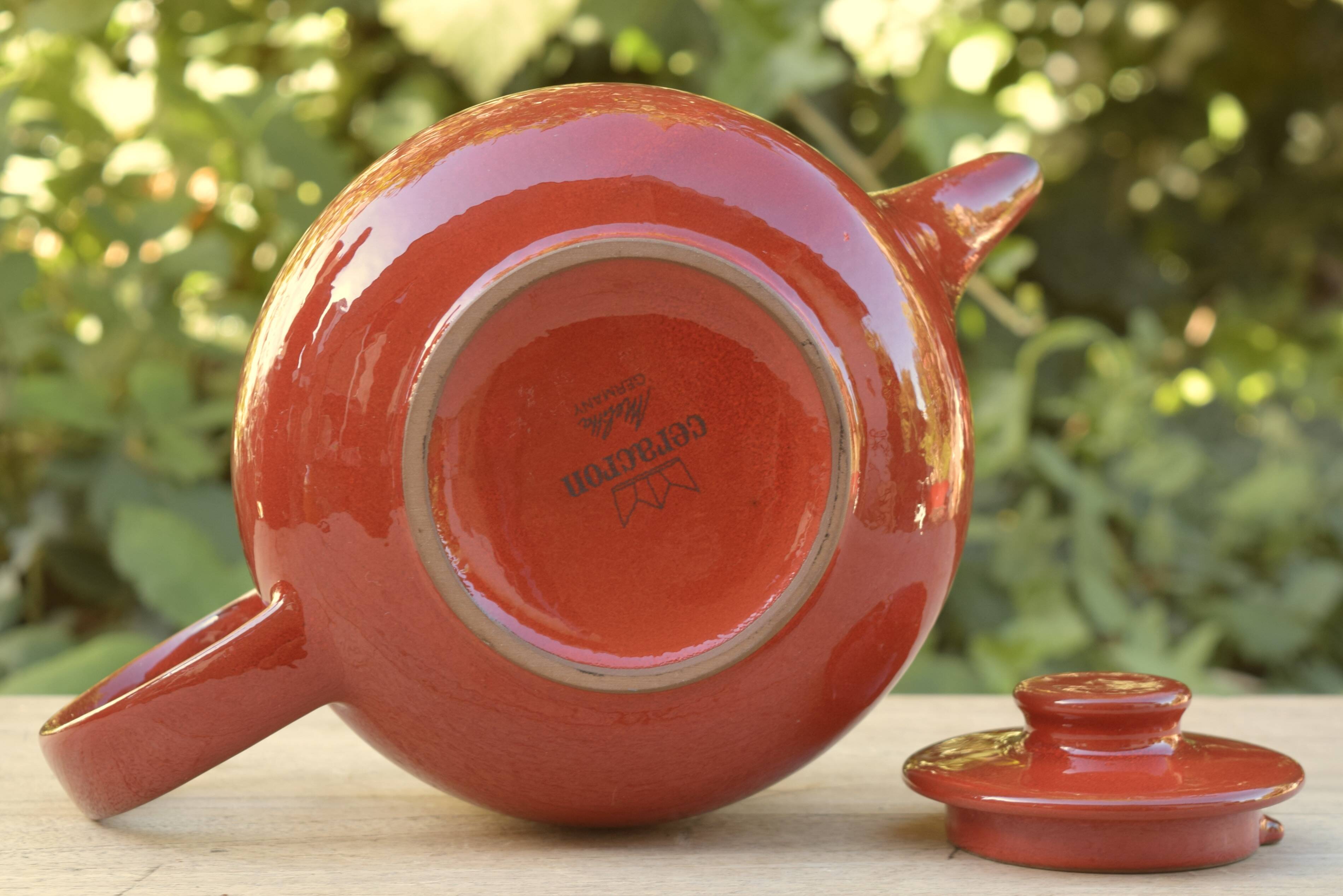 Vintage Melitta Ceracron red teapot - Glazed ceramic - Made in Germany - 1970s