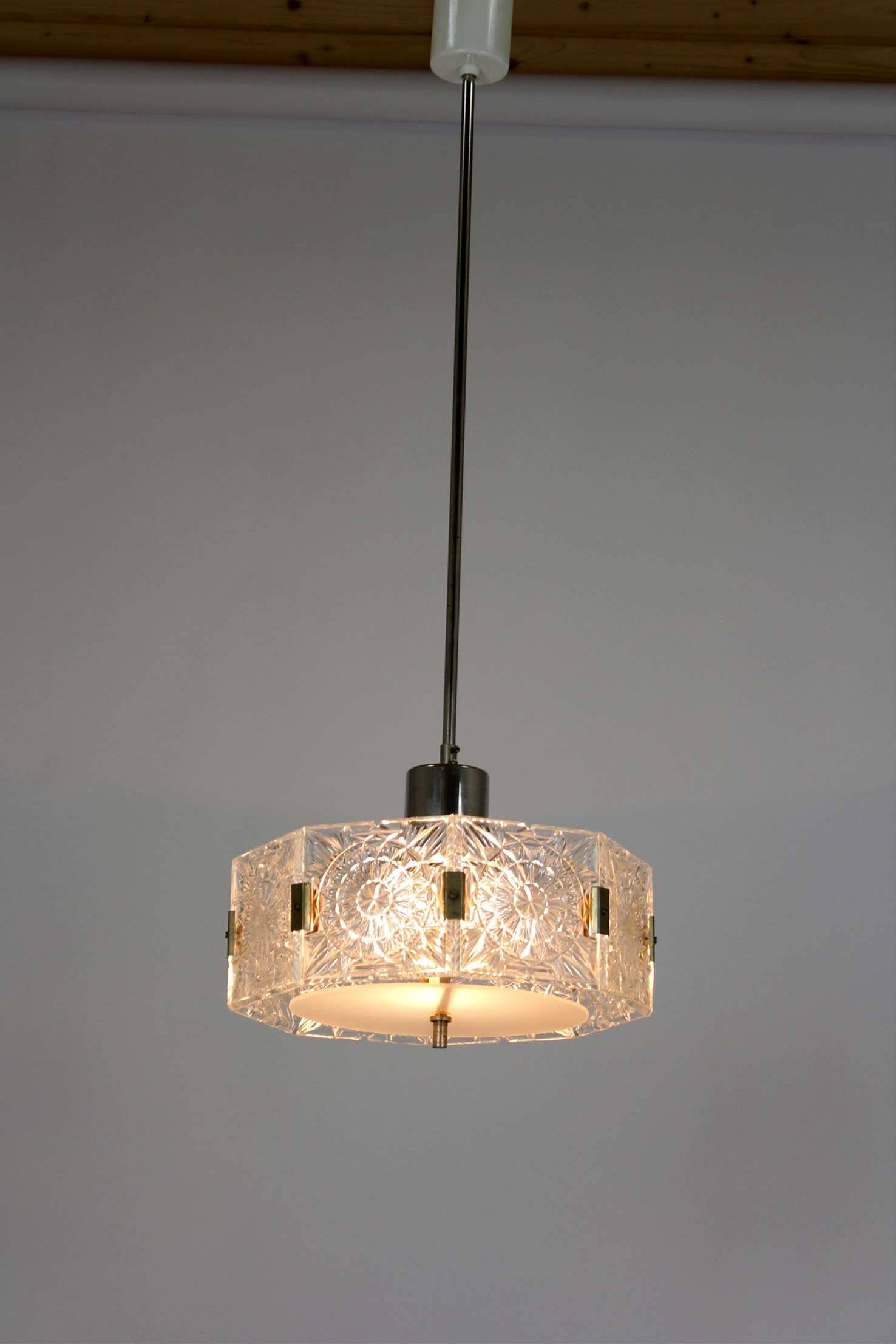 Lampe à Suspension Sculpturale Vintage en Verre par Kamenický Šenov, 1970s