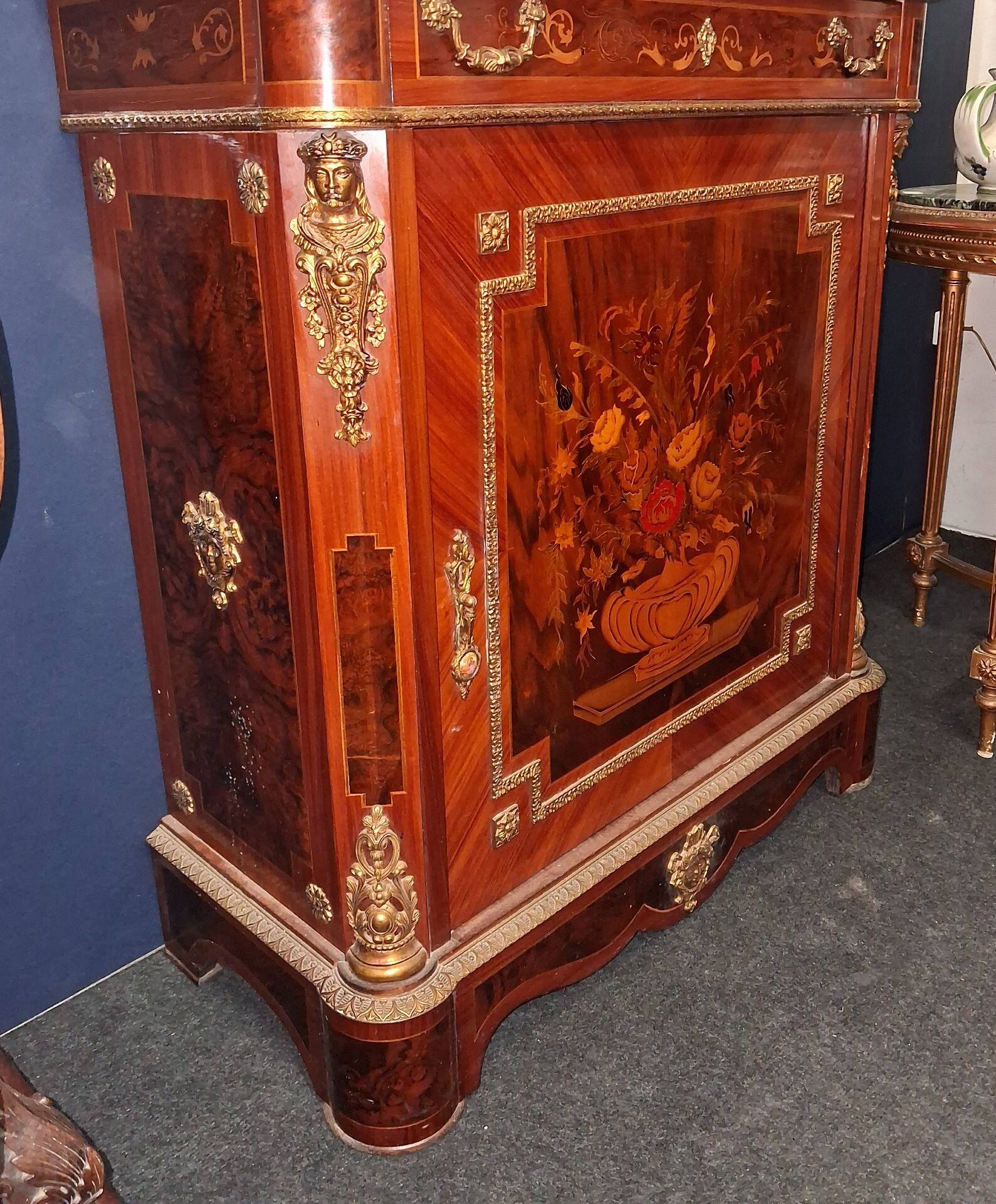 Napoleon III Support Table in Floral Marquetry