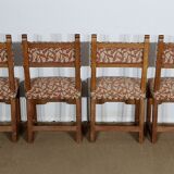 Suite of 4 oak chairs, monastic taste – early twentieth
