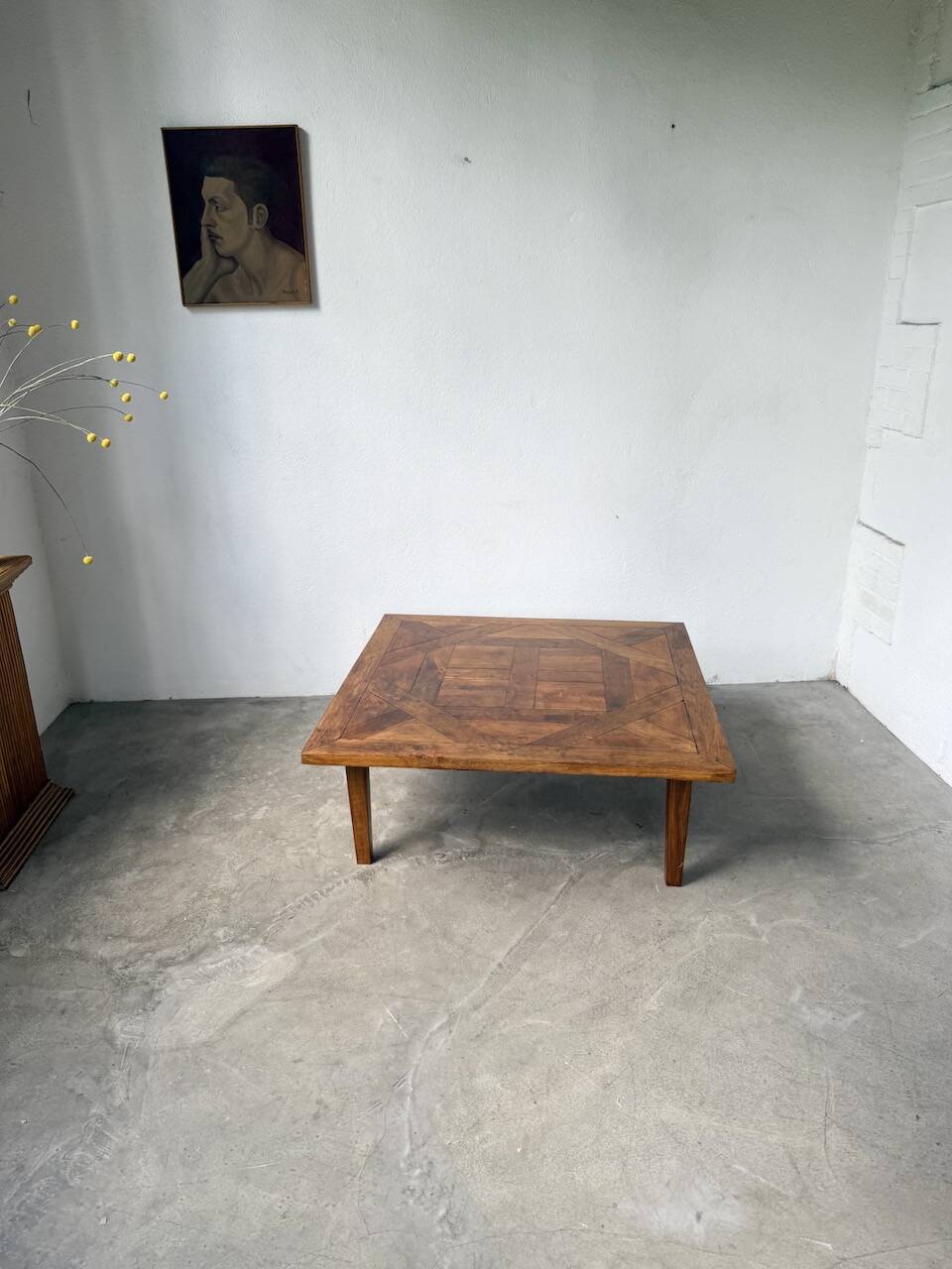 1940s inlaid oak coffee table