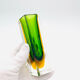 Vase Cesare Toso - Murano - Sommerso - Pentagonal vert et ambre