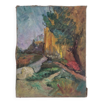 Landscape in oil on canvas