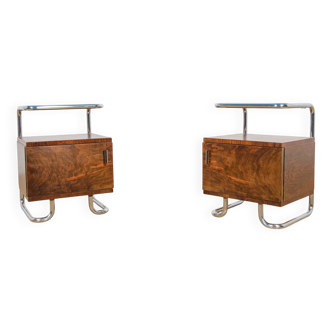 Mid-century nightstands Bauhaus from Mücke-Melder, 1930s, Czechoslovakia, set of 2