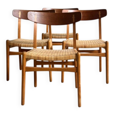 Ensemble de 4 chaises de salle à manger CH23 par Hans J Wegner pour Carl Hansen & Son