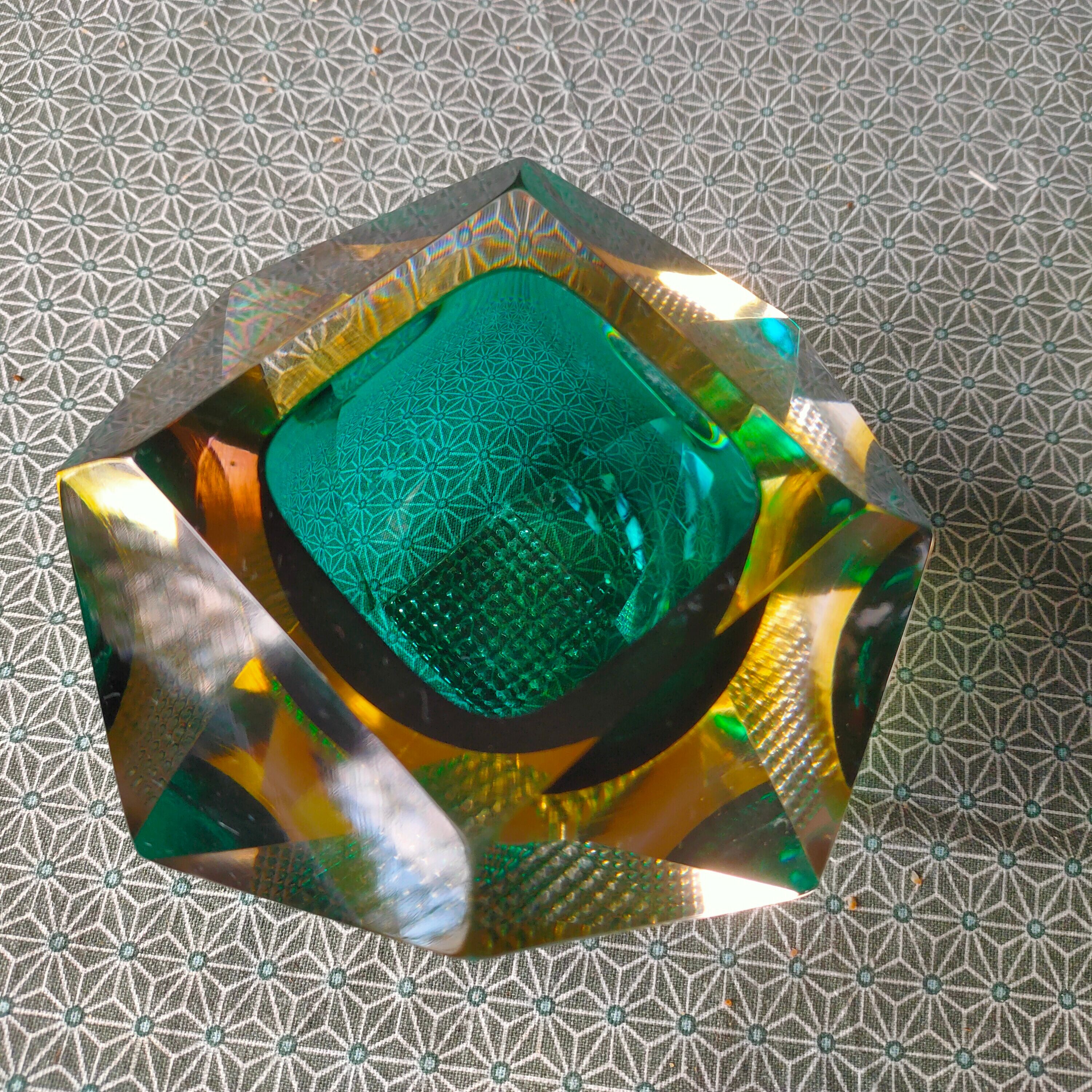 Gglass ashtray Murano glass and yellow