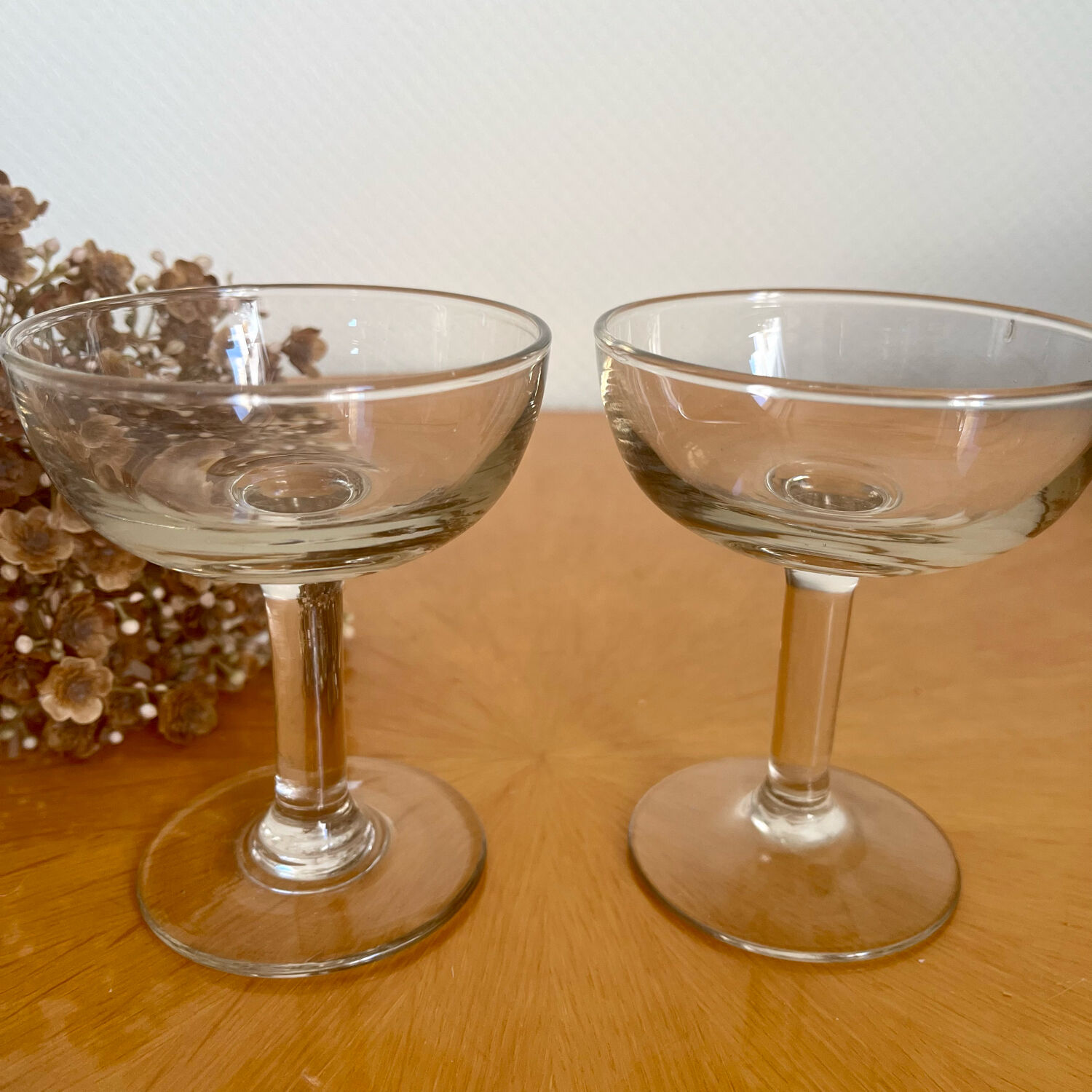 Pair of vintage champagne glasses