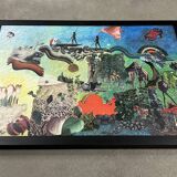 Very large framed surrealist collage by Alain Gaudet 1979