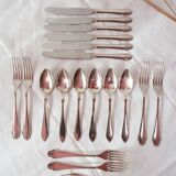 Swedish silver plated cutlery set with DC initials for 6 (20 pieces)